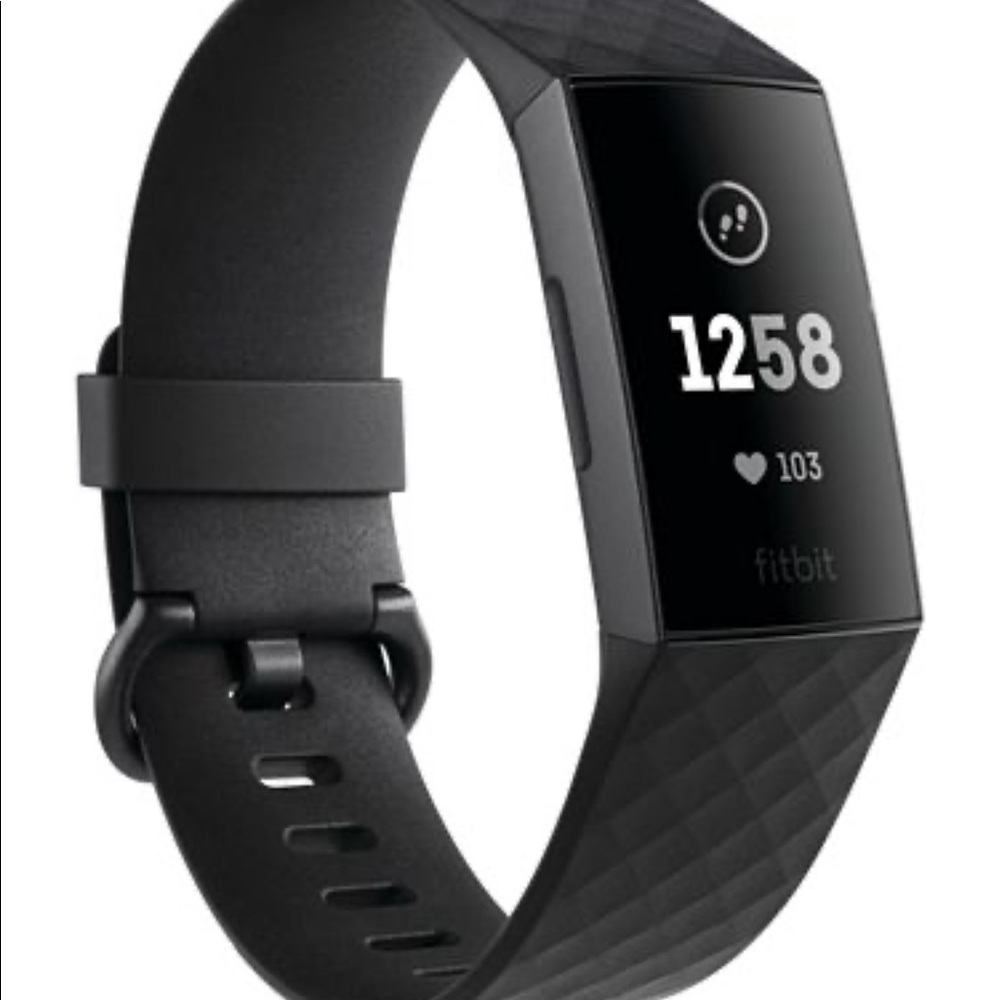 Fitbit 3 with upgraded band. Like new. Graphite